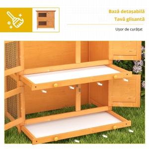 cusca de exterior pentru iepuri, lemn brad 90x45x90cm - Img 6
