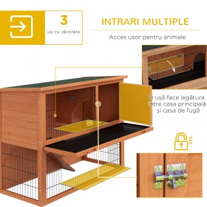 Cusca pentru iepuri pe 2 nivele cu tarc, Portocaliu - Img 4
