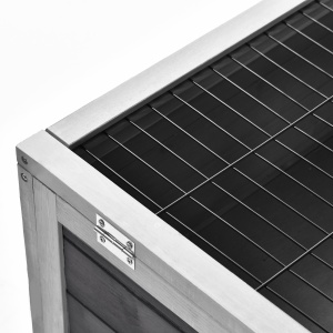 Cușcă pentru Iepuri și Porcușori de Guinea din Lemn cu Căsuță și Rampă, 90x53x59 cm, Gri - Img 8