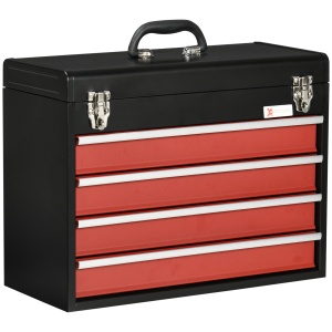 Cutie de unelte portabila cu 4 sertare pentru unelte, cutie de unelte metalica cu blocare, 510mm x 220mm x 395mm