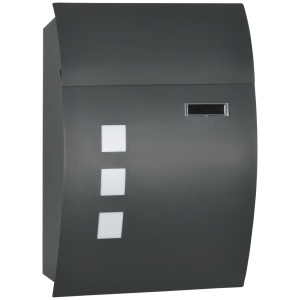 Cutie Postala Curbata din Otel Zincat cu 3 Fante si 2 Chei de Securitate incluse, 45x10x32 cm, Gri
