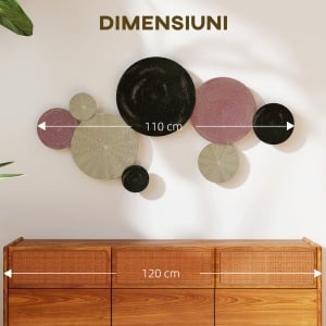 Decor de Perete cu 8 Discuri 3D din Metal în culori Bronz, Portocaliu și Galben - Img 7