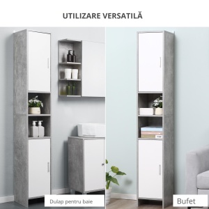 Dulap Baie Coloana – 30×30×180 cm, Lemn Efect Ciment - Img 5