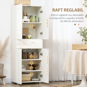 Dulap Bucatarie 4 Usi cu Sertare si Rafturi Reglabile - Img 5