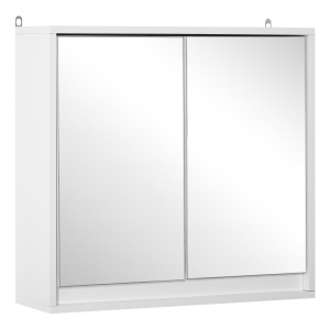 Dulap de baie cu 2 usi, oglinda baie dulap cu raft reglabil din lemn MDF 48x14.5x45cm alb