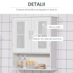 Dulap de baie suspendat dimensiuni reduse cu dulap si raft, 60x20x70cm – alb - Img 7