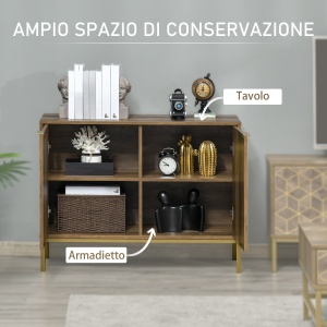 Dulap de decor modern , bufet de depozitare cu 2 usi si picioare din otel auriu, pentru living, sufragerie - Img 4