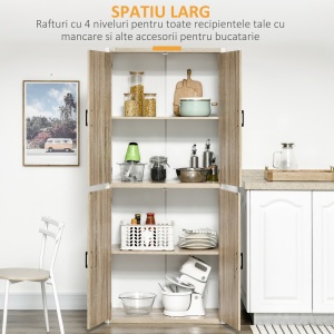 Dulap de Depozitare 4 Usi si 4 Rafturi Reglabile 80x40x182 cm – Crem/Alb - Img 4