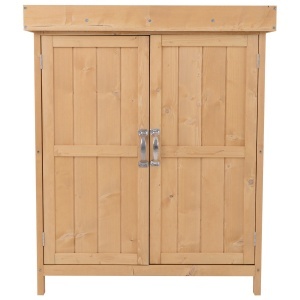 Dulap Exterior Lemn 74×43×88 cm – 2 Rafturi pentru Scule Gradina - Img 4