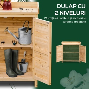 Dulap Exterior Lemn 83×40×92 cm – 2 Rafturi, Usi Duble - Img 4