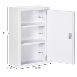 Dulap Medicamente – Otel Inoxidabil, 3 Niveluri & 2 Chei, Alb - Img 3
