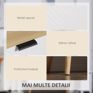 Dulap Modern Depozitare – Rafturi Reglabile, Alb & Lemn Natural - Img 6