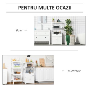 Dulap multifunctional cu rafturi, MDF, 60x33x122.5 cm, Alb - Img 6