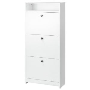 dulap pantofi, 3 compartimente, 60×24×132cm, alb - Img 1