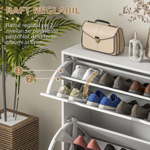 Dulap Pantofi ingust, 2 Usi Rabatabile, Model Decorativ - Img 5