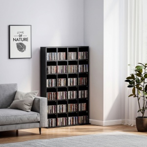 Dulap pentru CD-uri pentru 456 CD-uri sau 336 DVD-uri, 24 Compartimente, 89x20x130.5 cm Negru - Img 8