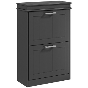 Dulap pentru Pantofi cu 2 Sertare pentru 10 Perechi de Pantofi, Mobilier cu Raft Reglabil, 54x24x82,5 cm, Negru - Img 1