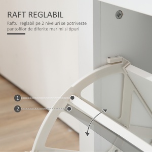 Dulap pentru Pantofi cu 2 Sertare pentru 12 Perechi de Încălțăminte, Dulap de Depozitare, 79x23x90,5 cm, Alb - Img 5