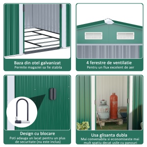 Dulap pentru Ustensile de Gradina din Latime din Otel, 246 x 192.5 x 177.5 cm, Verde - Img 4
