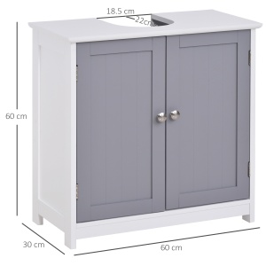Dulap sub Chiuveta de Baie 2 Usi si Etajera Reglabila din MDF 60x30x60cm - Img 3