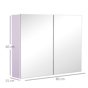 Dulapior Baie cu Oglinda – Alb MDF 80×60×15 cm cu 3 Rafturi - Img 3