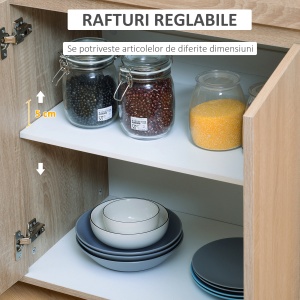 Dulapior Bucatarie – Lemn Stejar & Negru, Cu Sertare & Roti - Img 6