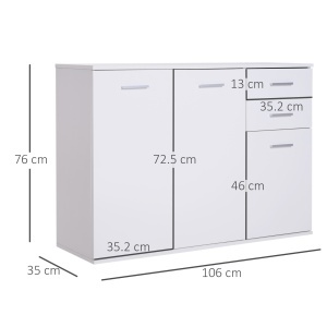Dulapior cu 3 Usi si 2 Sertare in Lemn Granulat, Alb, 106x35x76cm - Img 3