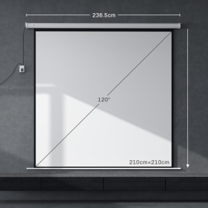 Ecran de Proiecție de 120 inch cu Telecomandă, Suprafață de Proiecție din Plastic și Metal, 236,5x8x236,5 cm, Alb - Img 3