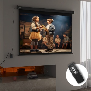 Ecran pentru Proiector de 84 inch, Reglabil cu Telecomandă, Ecran de Proiecție Compact, 171x130 cm, Negru - Img 2