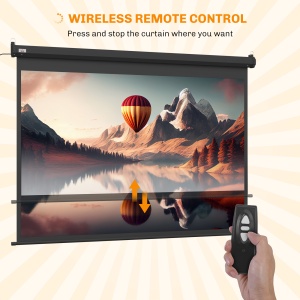 Ecran pentru Proiector de 84 inch, Reglabil cu Telecomandă, Ecran de Proiecție Compact, 171x130 cm, Negru - Img 8