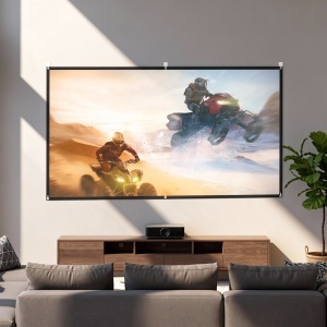 Ecran Proiector 100" 4K/8K HD Format 16:9, Reglabil Manual, Lavabil, Unghi Vizionare 160°, pentru Acasă, Cinema, Birou, Alb - Img 2