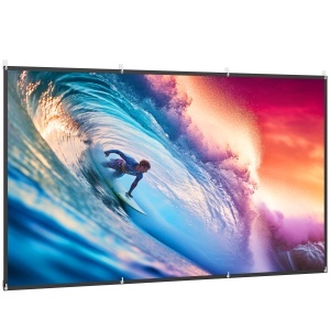 Ecran Proiector 120 Inch 4K/8K HD Format 16:9, Reglabil Manual, Lavabil, Unghi de Vizualizare 160°, pentru Acasă, Cinema, Birou, Alb - Img 1