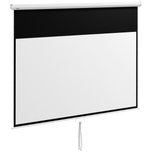 Ecran Proiector, Pânză pentru Proiector cu Fixare pe Perete și Tavan pentru Acasă și Birou, 236.8x8x158 cm, Alb - Img 1
