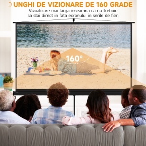 Ecran Proiector Pliabil de 100" Format 16:9 cu Treppied Reglabil, 235.8x8x136 cm, Negru - Img 4
