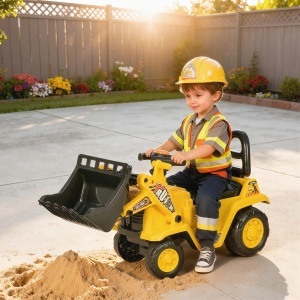 Escavator pentru Copii cu Cupă și Spațiu de Depozitare Ascuns, în PP și ABS, 80x26.5x39 cm, Galben și Negru - Img 2