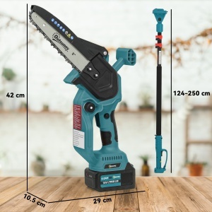 Ferăstrău cu Acumulator 2 în 1 cu Tijă Telescopică și Motor Brushless Albastru - Img 3
