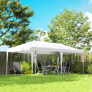 Foișor 6 x 3 m Pavilion de Grădină Pop-Up Pliabil cu Geantă Inclusă din Oțel Epoxidic și Țesătură Oxford de Înaltă Densitate Gri - Img 2