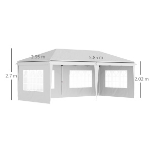Foisor de gradina cu ferestre, inaltime reglabila cu pereti detasabili, 585x295x270cm alb - Img 3