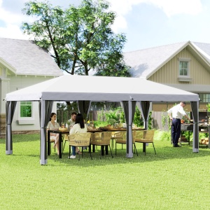 Foisor de gradina cu plasa de tantari, alb, 3x6m - Img 2
