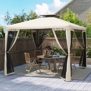 Foisor de Gradina cu Plasa de Tantari din Metal si Poliester 294x294cm - Img 2