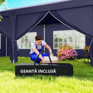 Foisor de gradina pliabil pentru exterior cu 6 panouri laterale, 585x295cm albastru - Img 5
