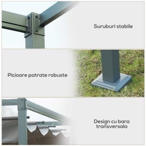 Foisor Pergola 298×213×222 cm – Pergola cu Panza Glisanta pentru Exterior - Img 6