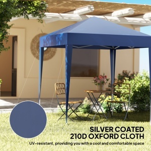 Foisor Pliabil 2x2 m con 4 Pereti Detasabili, Foisor de Gradina cu Sac pentru Transport din Poliester si Otel, Albastru - Img 5
