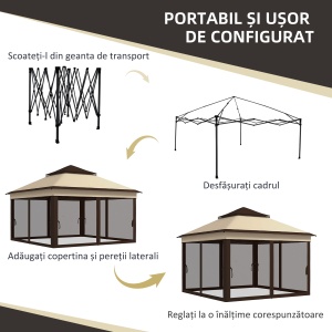 Foisor Pop Up 3 x 3m Cu Plasa, Bej - Img 4
