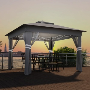 Foisor tip pop-up 3 x 3(m) cu 20 lumini LED, Gri - Img 2
