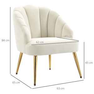 Fotoliu Catifea Crem – 63×65×84 cm, Spatar Tip Scoica Elegant - Img 3