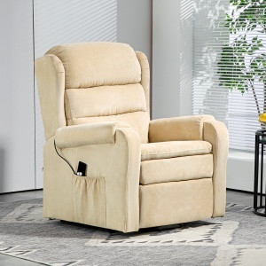 Fotoliu Electric Ridicător 160° din Material Textil cu Telecomandă și Suport pentru Picioare, 85x88x109 cm, Crem - Img 8