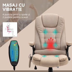 Fotoliu Masaj Bej – 6 Puncte, incalzire & inaltime Reglabila - Img 7