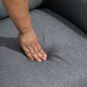 Fotoliu Reclinabil 155° max în Țesătură cu Efect de In Gri cu Suport pentru Picioare, 67x87x98 cm - Img 8
