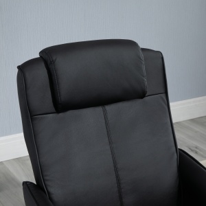 Fotoliu reclinabil de relaxare cu otoman pentru picioare si tapiterie din piele artificiala, 71x78x101cm, negru - Img 8